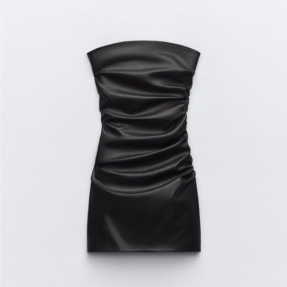 ZARA strapless faux leather mini dress